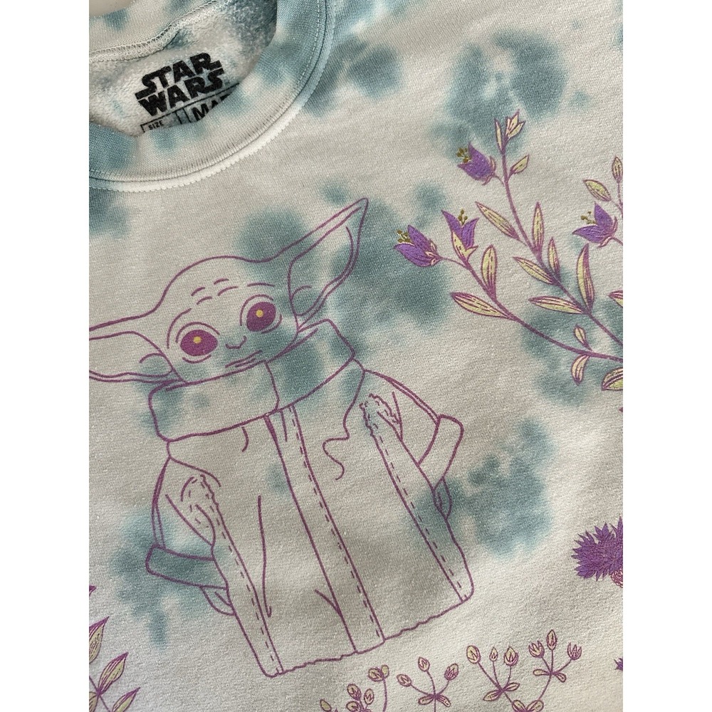 Star Wars The Mandalorian The Child Botanical Wash Womens Sweatshirt Sz Med